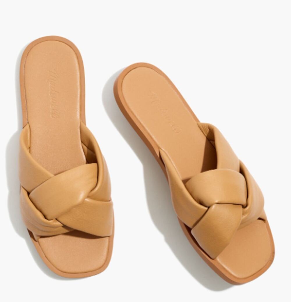 Madewell Sandals The Jayna Braided Twist Slide SZ 10 Brown Leather Slip On Flat